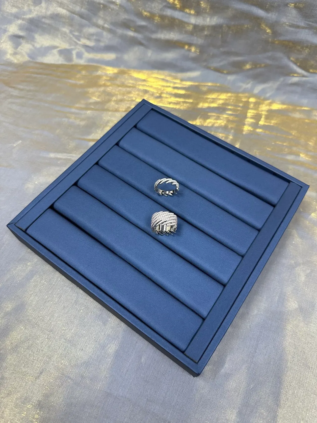 Tiffany & Co. Silver Navy Pavé-Set Multi-Row Ring 5