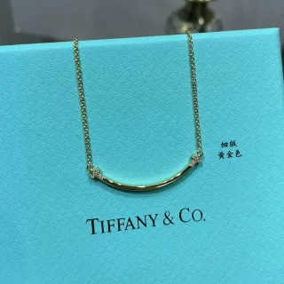 Tiffany & Co. T Collection Thin Yellow Gold Pavé Bar Necklace