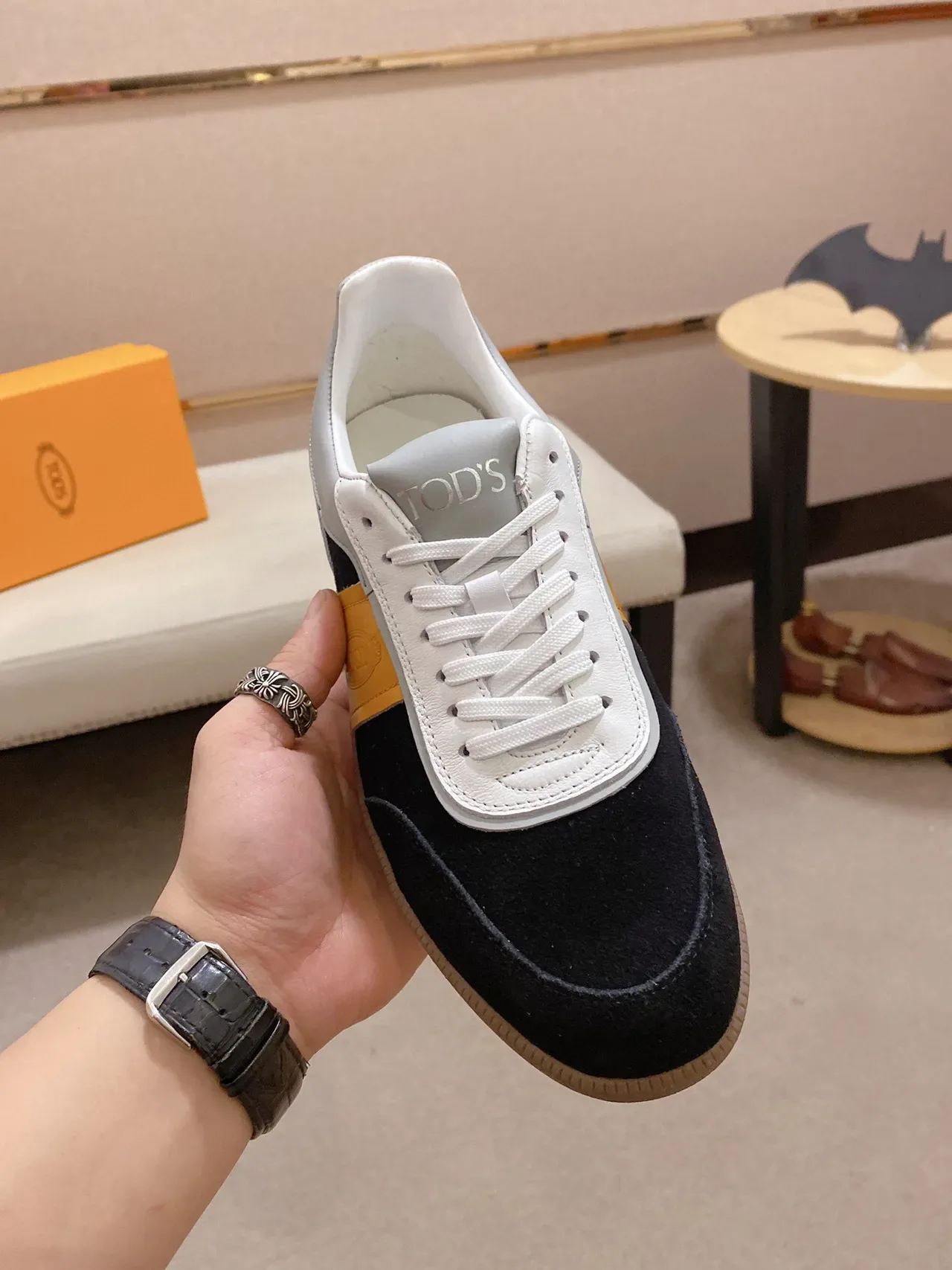 Tod's Black Yellow Color-Blocked Suede-and-Leather Lifestyle Sneakers 9