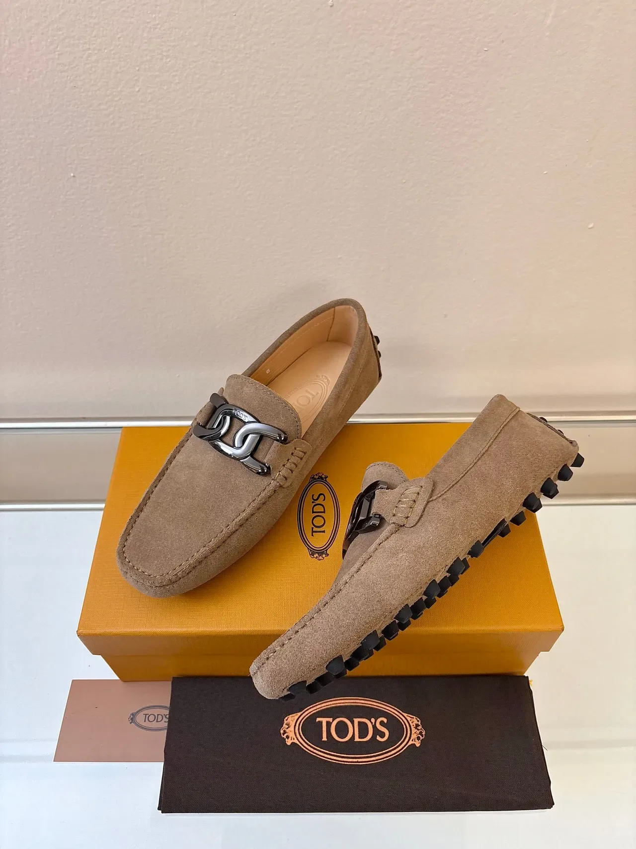 Tod's Gommino Beige Brown Suede Upper Metal Horsebit Buckle Loafer 2