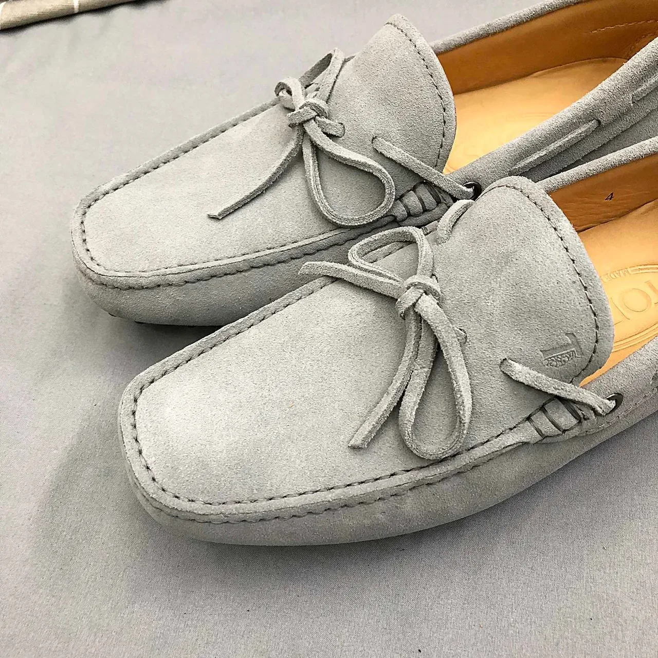 Tod's Gray Suede Bow Loafers 5