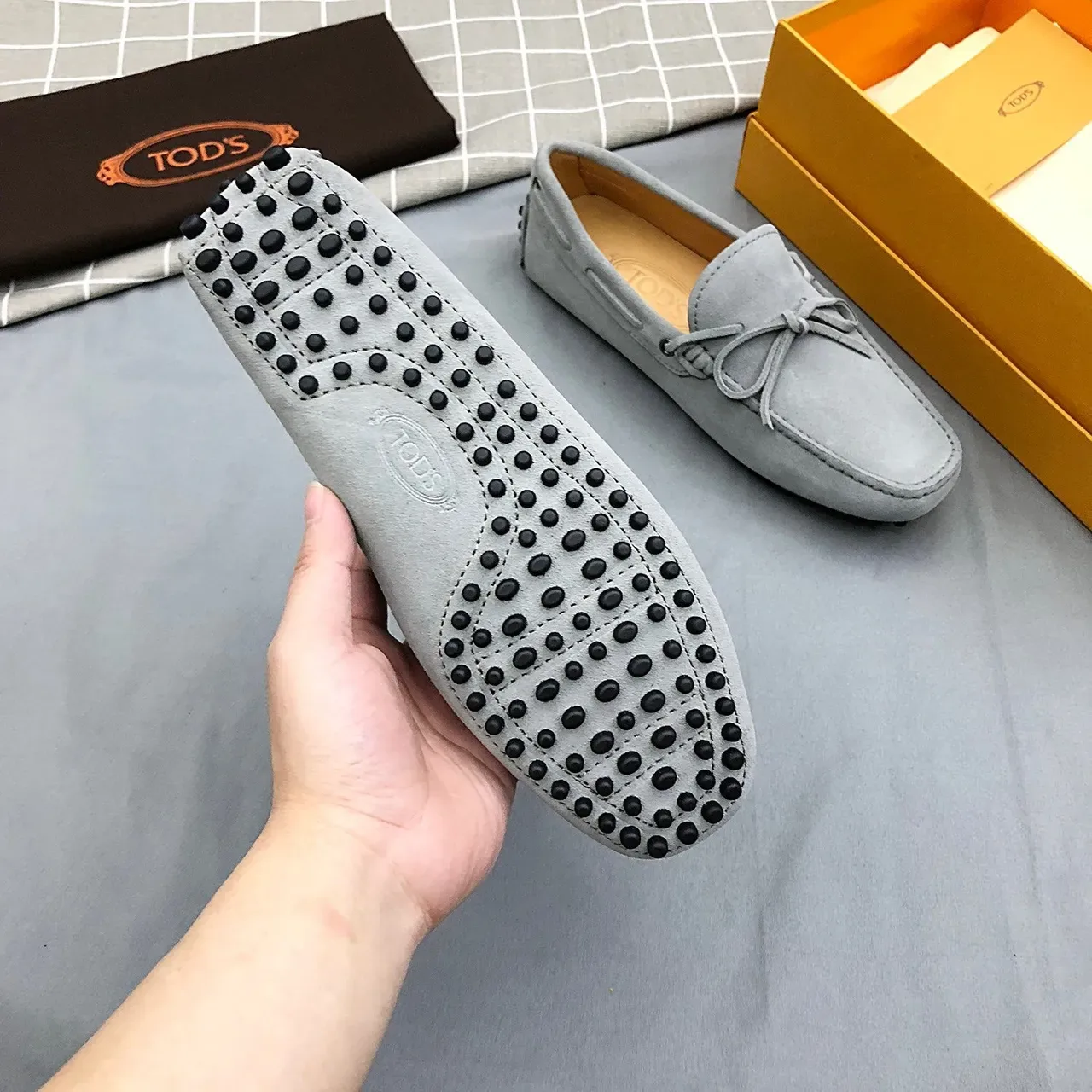 Tod's Gray Suede Bow Loafers 7