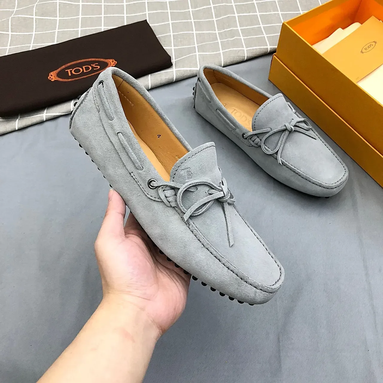 Tod's Gray Suede Bow Loafers 8