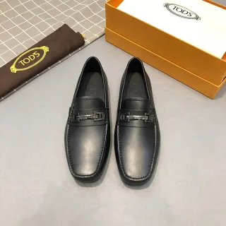 Tod's Horsebit Loafer Black Silver Smooth Leather Square-Toe Loafer