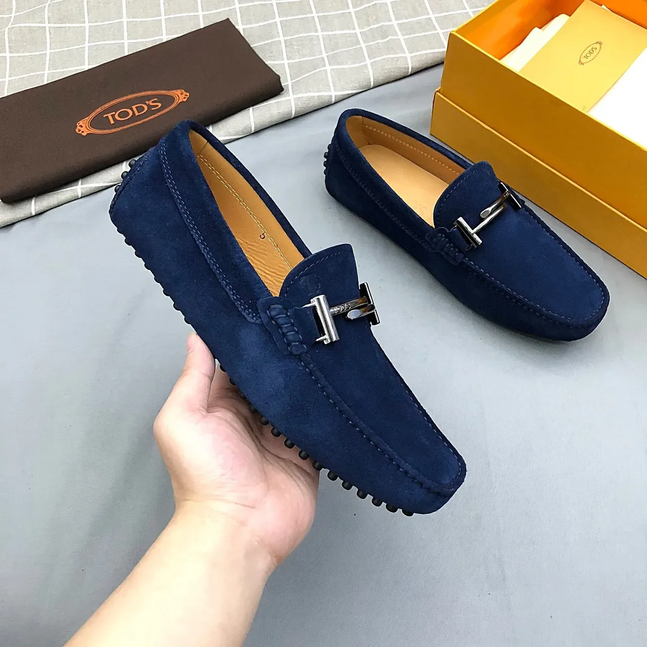 Mocassins Tod's Horsebit daim Navy Homme 8