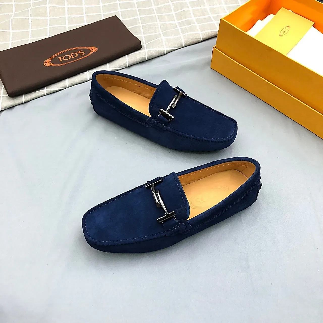 Mocassins Tod's Horsebit daim Navy Homme 9
