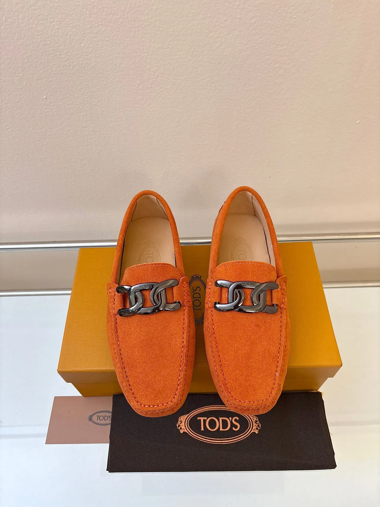 Tod's Horsebit Loafer mocassin daim orange 6