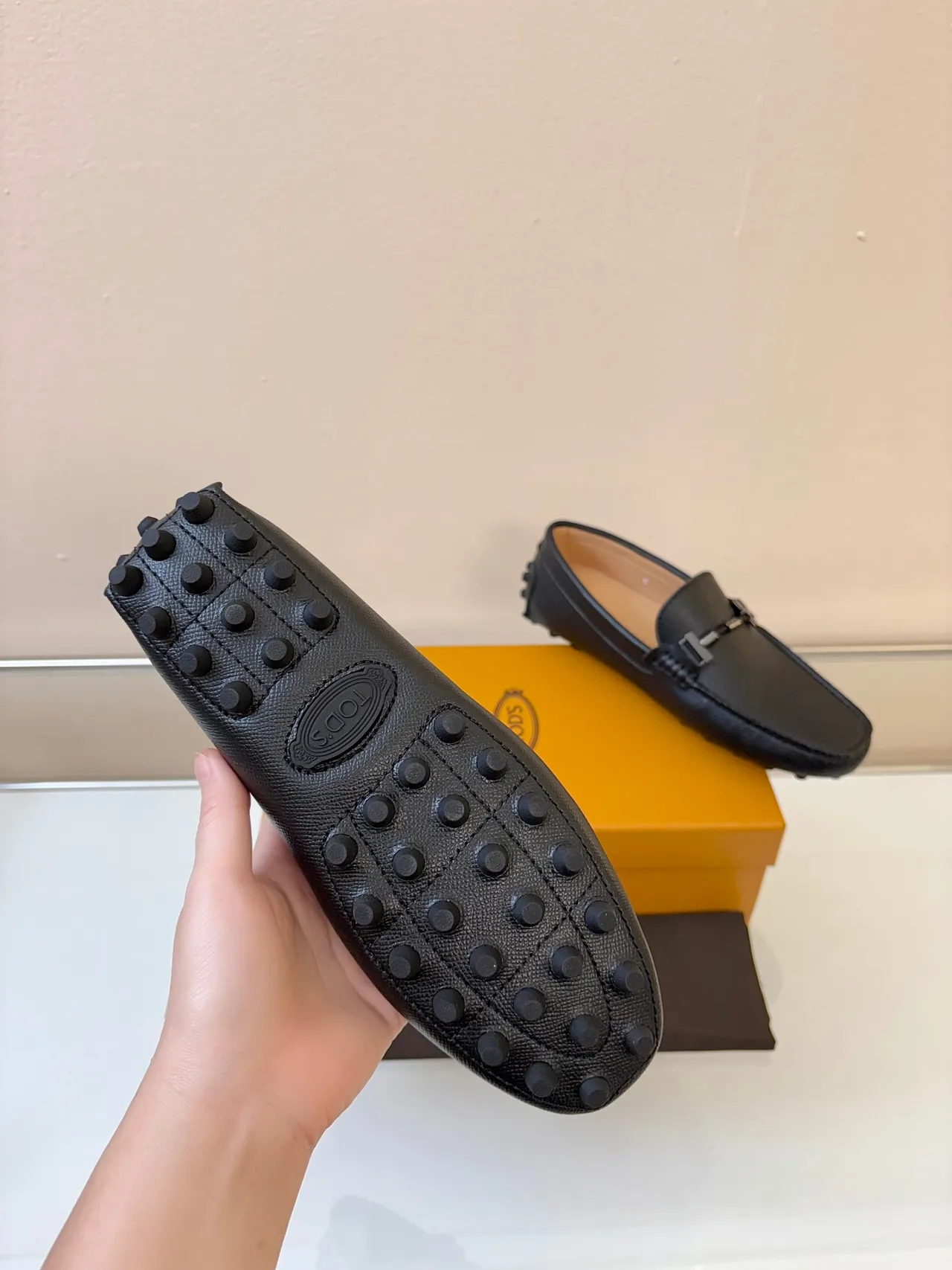 Mocassin Tod's Gommino Noir Cuero Pebbled Boucle Horsebit 5