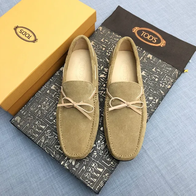 Tod's Loafer Beige Noir Daim Cuir Supérieur Détail Nœud Loafer 6