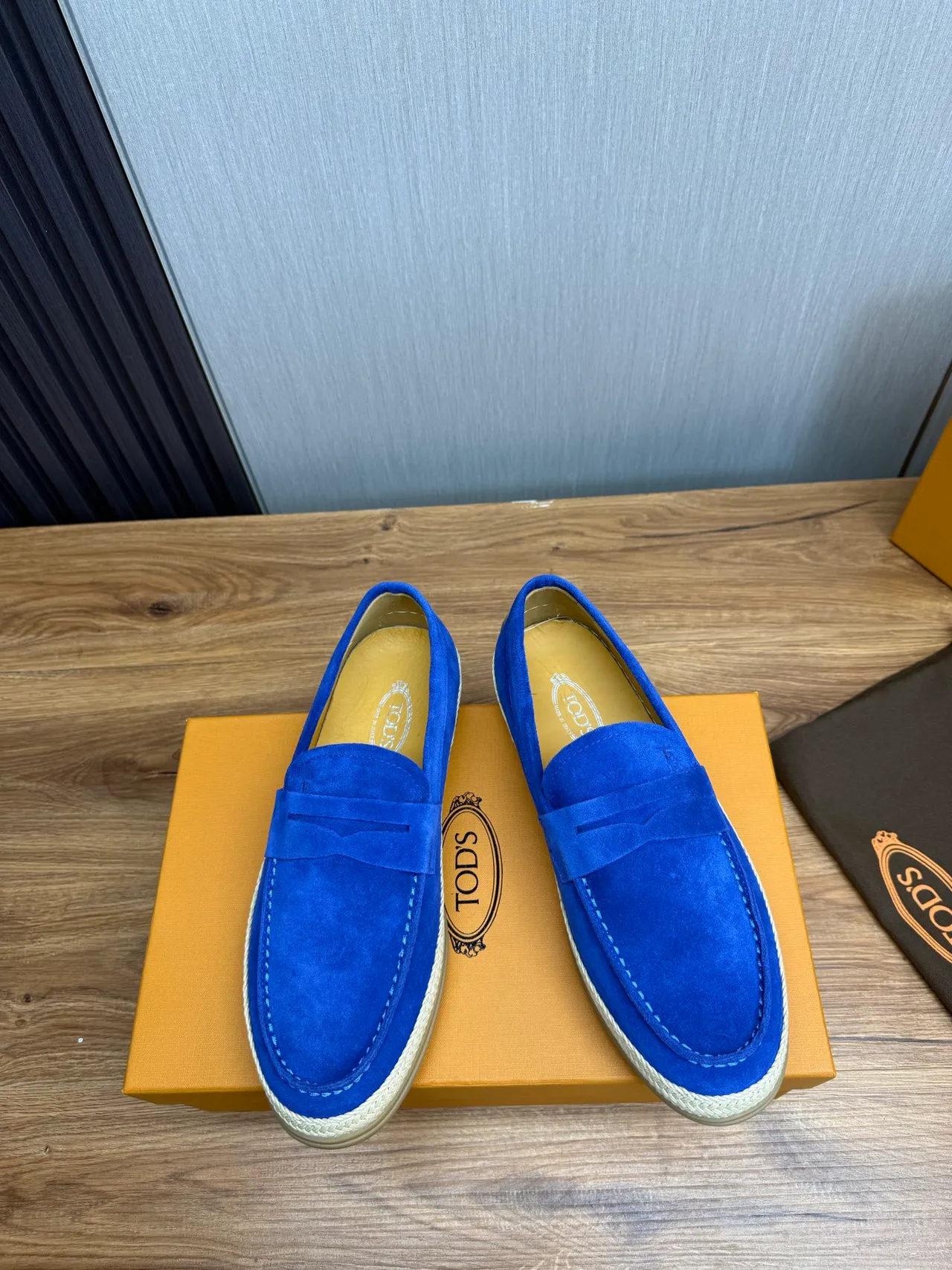 Tod's Penny Loafer bleu beige daim supérieur sangle loafer 4