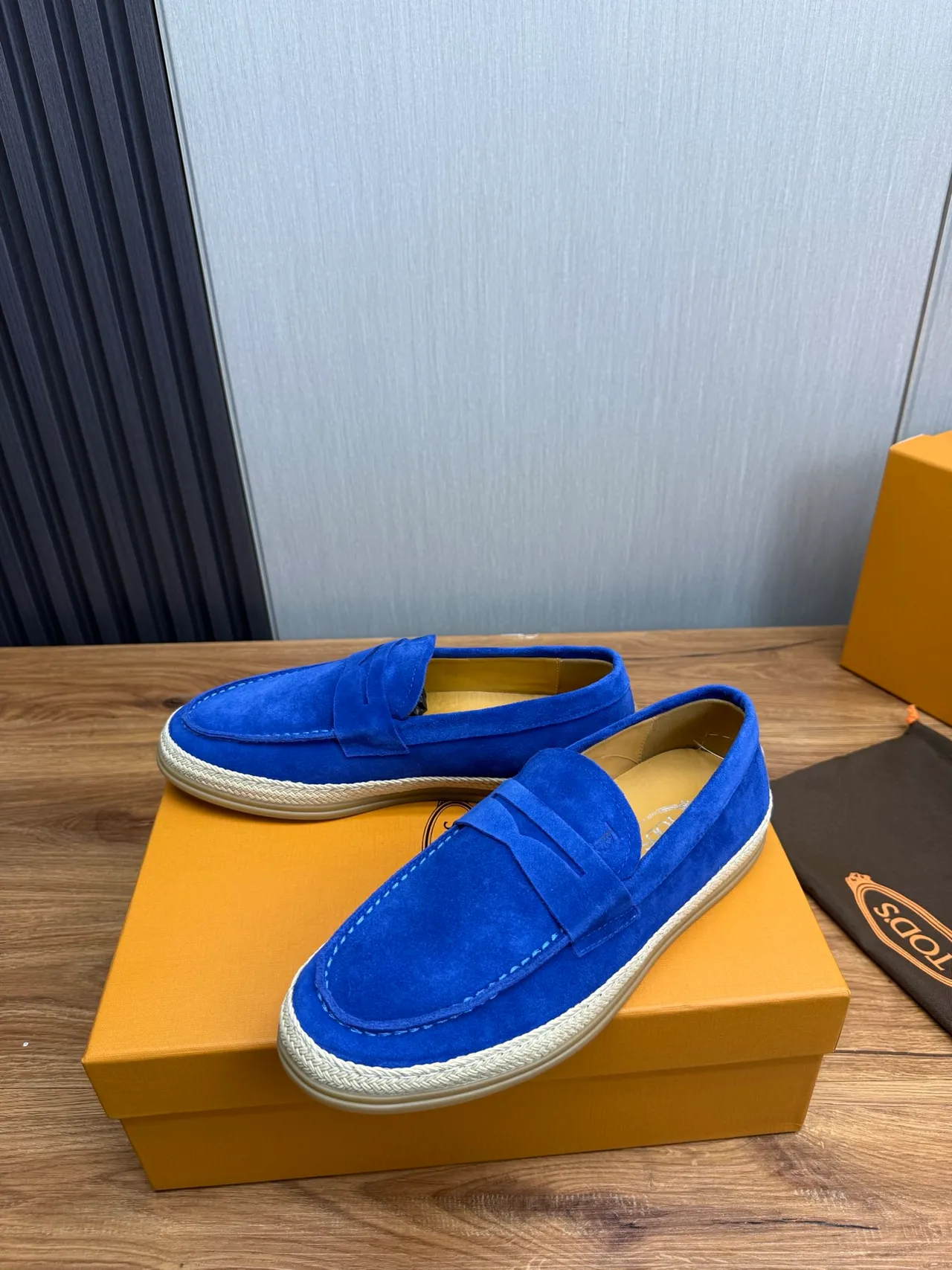 Tod's Penny Loafer bleu beige daim supérieur sangle loafer 5