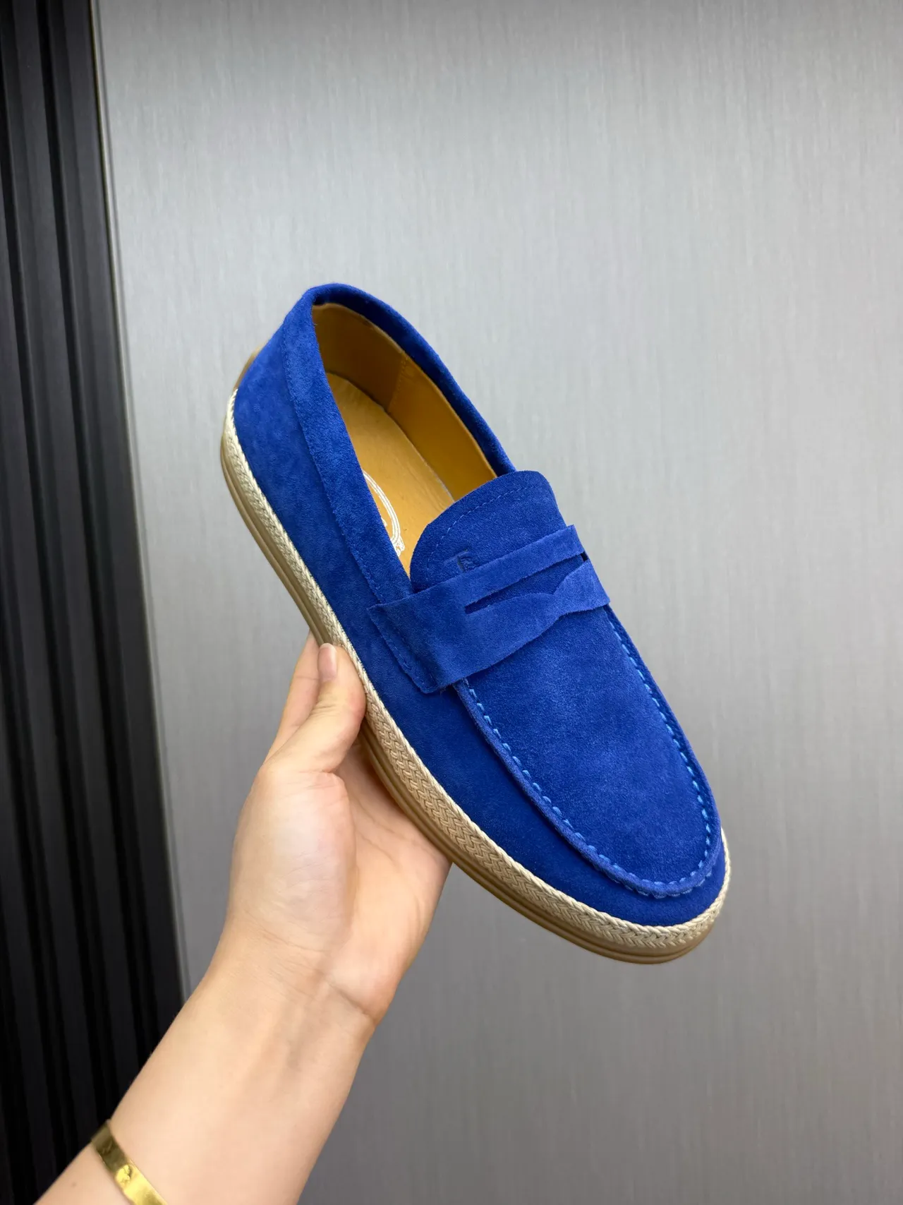 Tod's Penny Loafer bleu beige daim supérieur sangle loafer 9