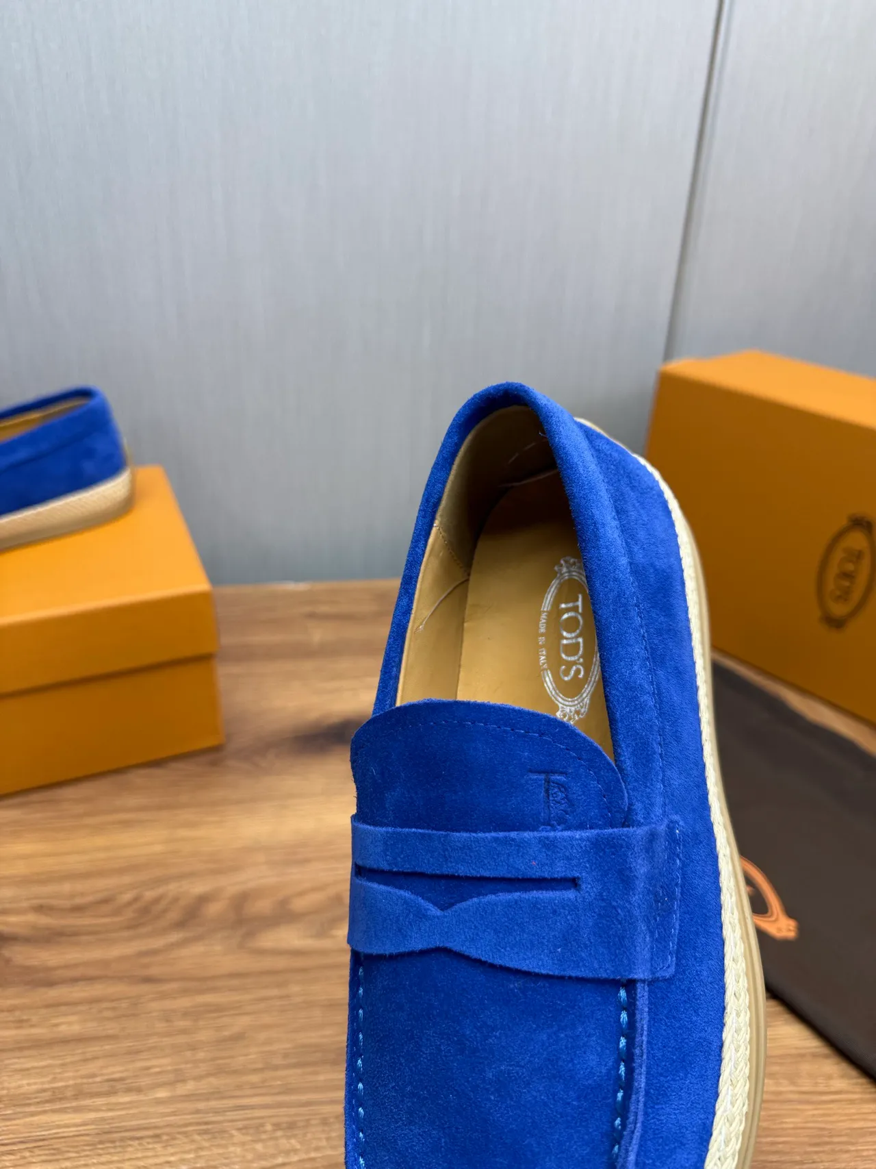Tod's Penny Loafer bleu beige daim supérieur sangle loafer 10