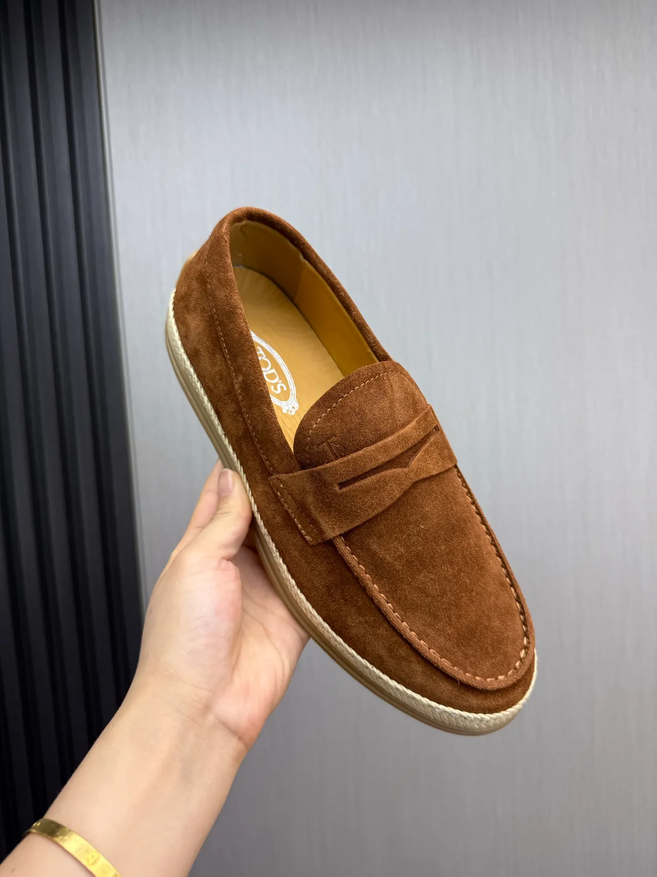 Tod's Penny Loafer Marron Beige Suède Haut Courroie Mocassins 8
