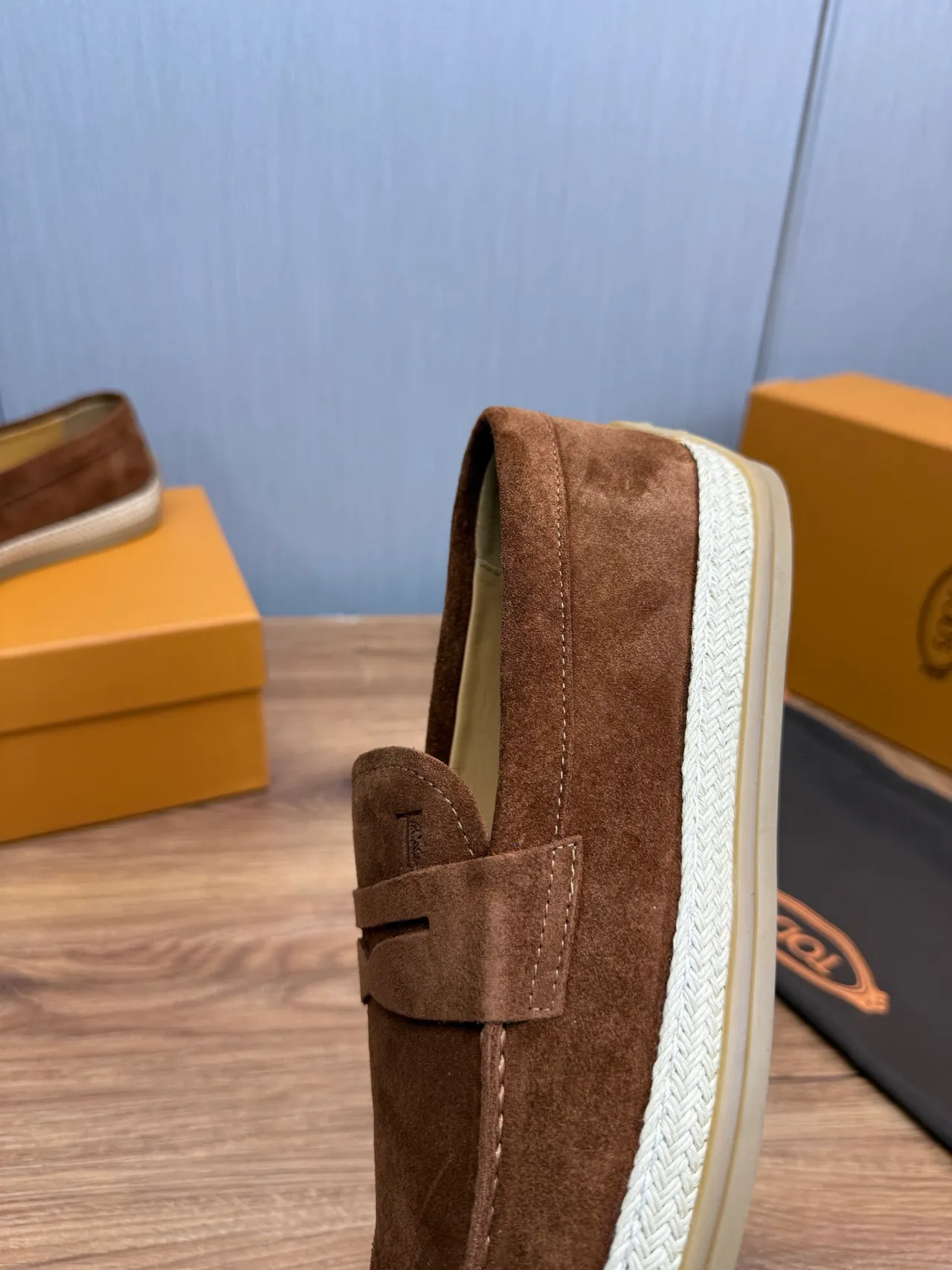 Tod's Penny Loafer Marron Beige Suède Haut Courroie Mocassins 9