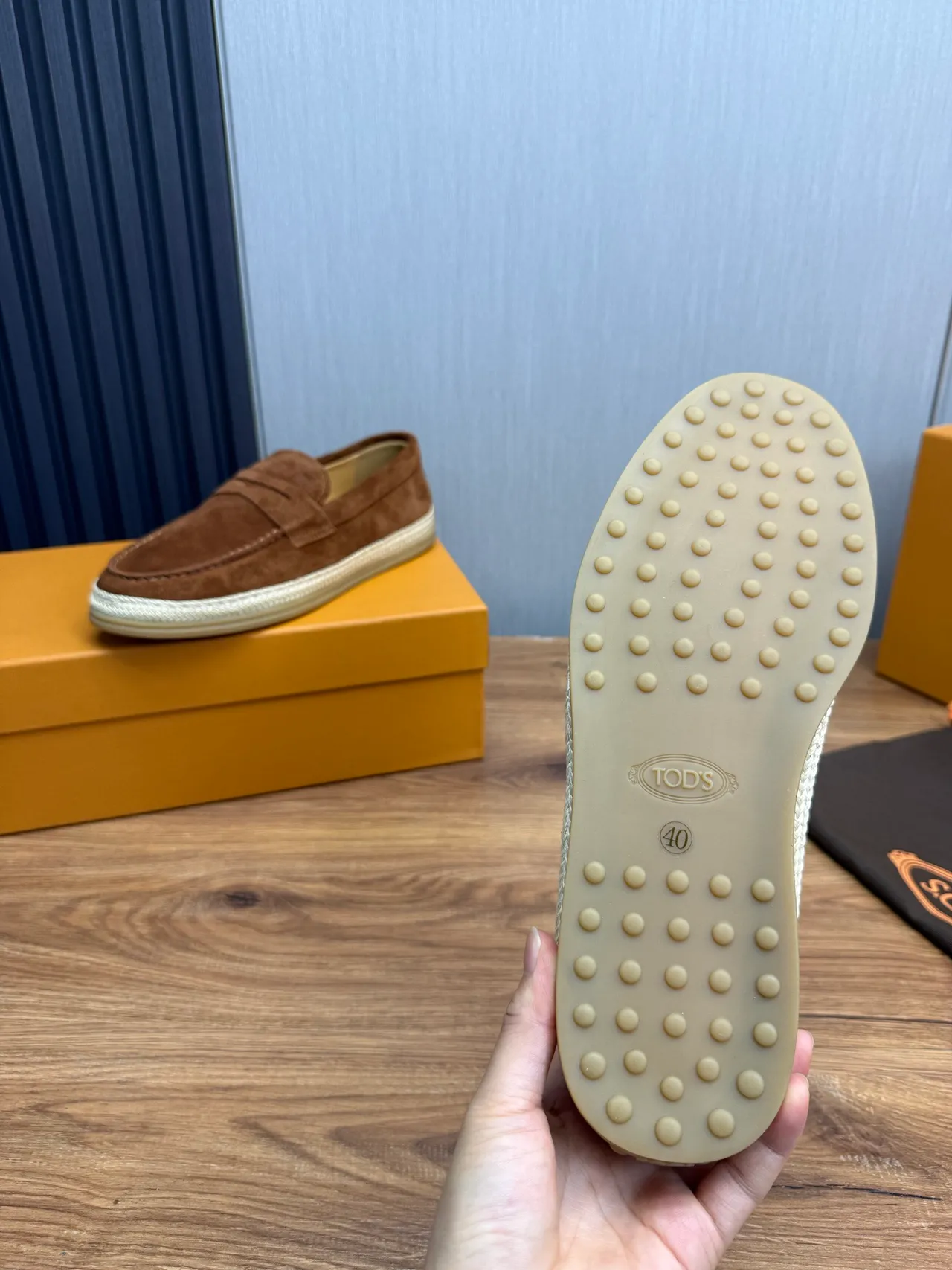 Tod's Penny Loafer Marron Beige Suède Haut Courroie Mocassins 10