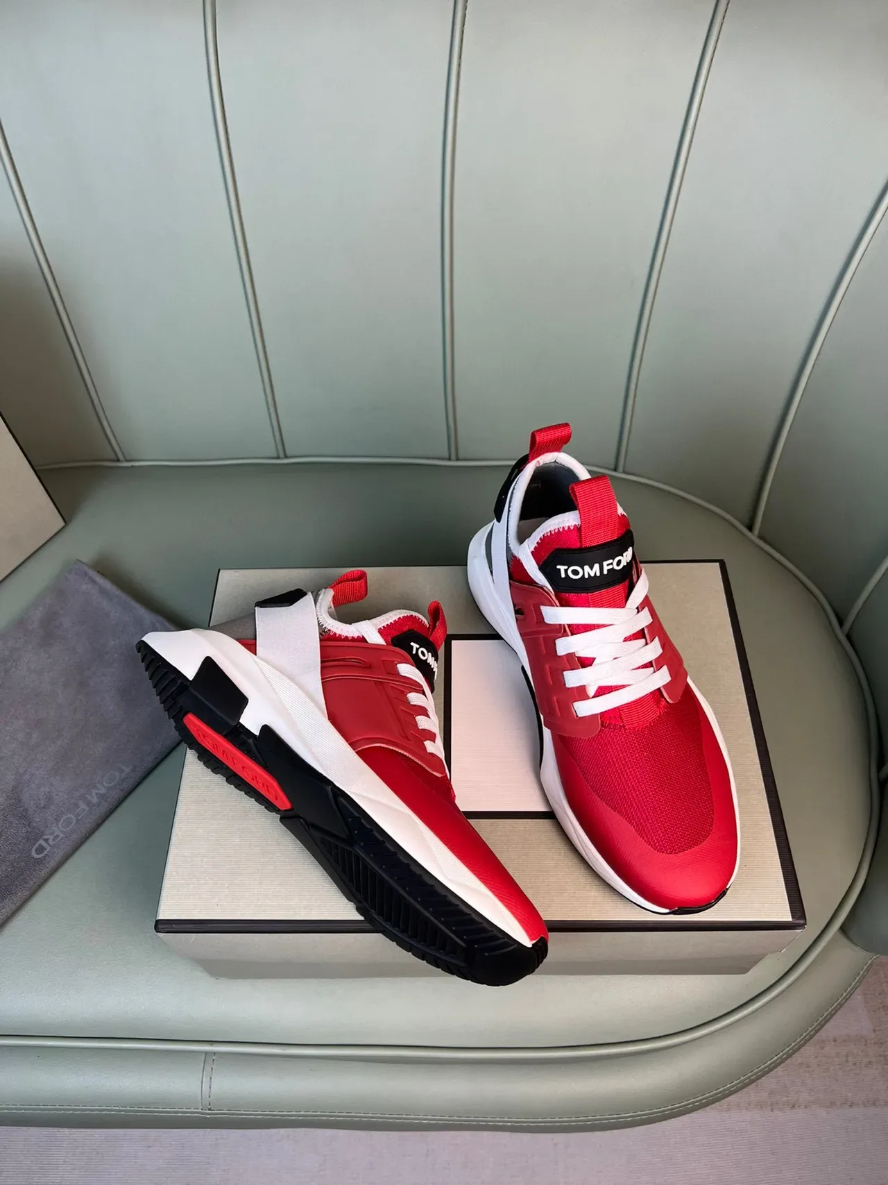 Tom Ford Red and White Lifestyle Sneaker 6
