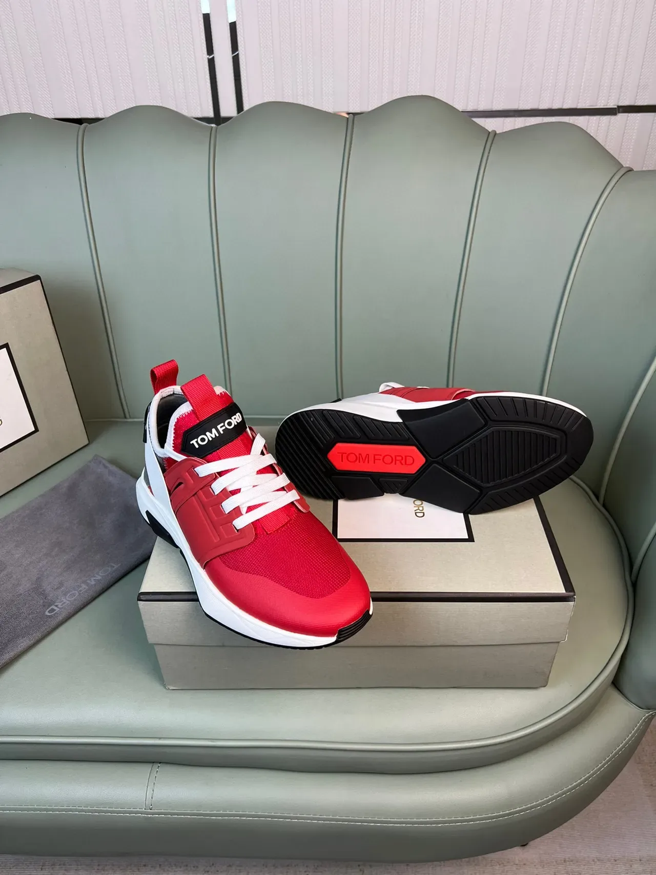 Tom Ford Red and White Lifestyle Sneaker 7