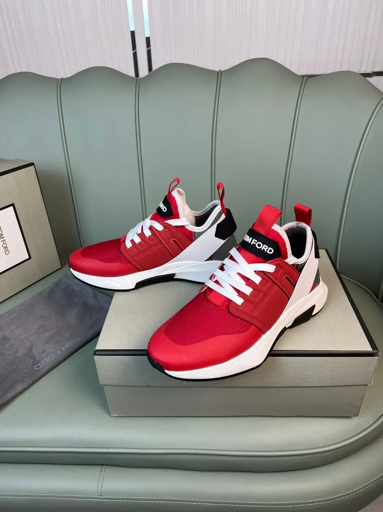 Tom Ford Red and White Lifestyle Sneaker 8