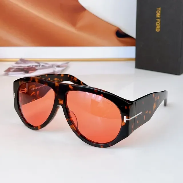 Tom Ford Shield Brown Beige Oversized Tortoiseshell Acetate Sunglasses 5