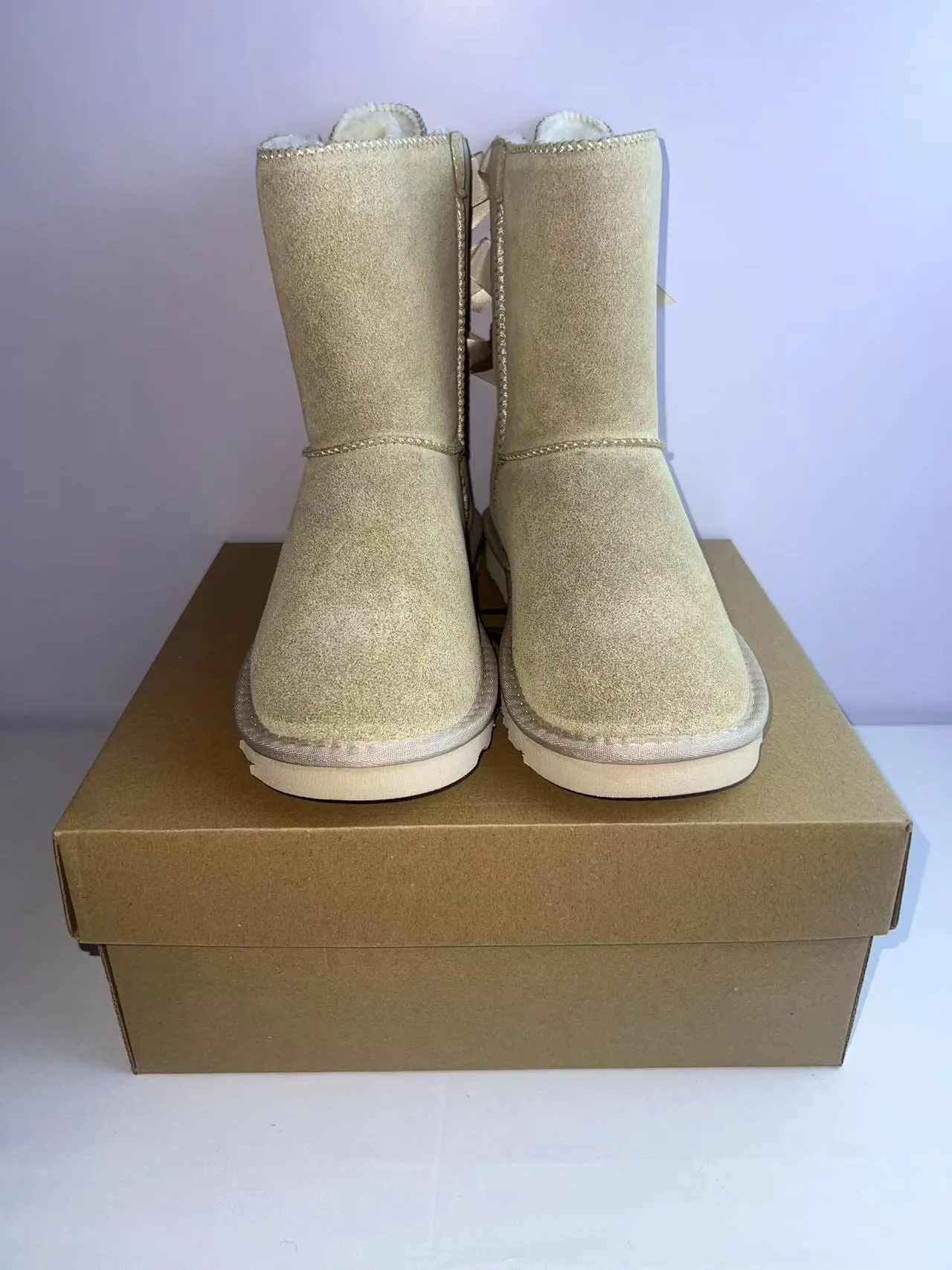 UGG Beige Gold Suede Upper Shearling-Lined Snow Boots 5