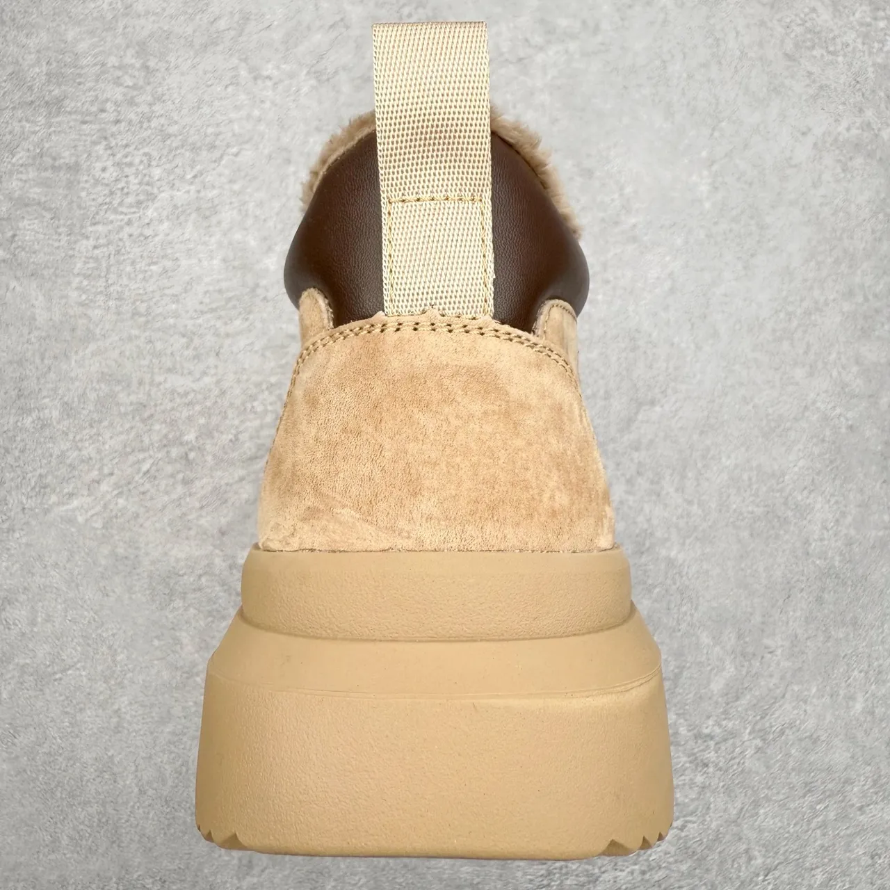 UGG Beige Suede Shearling-Lined Lace-Up Platform Work Boot 4