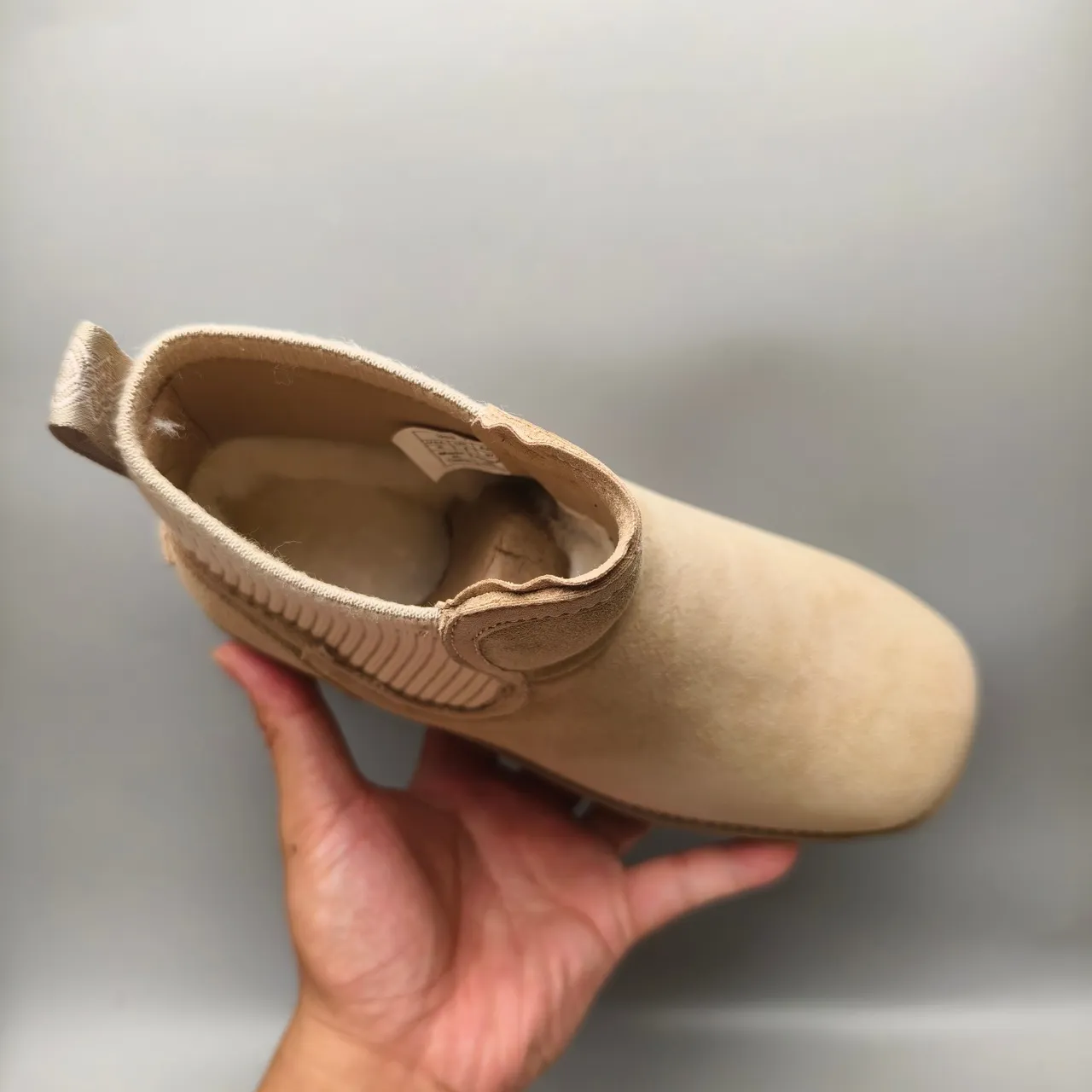UGG Beige Suede Upper Ribbed Knit Collar Chelsea Boots 3