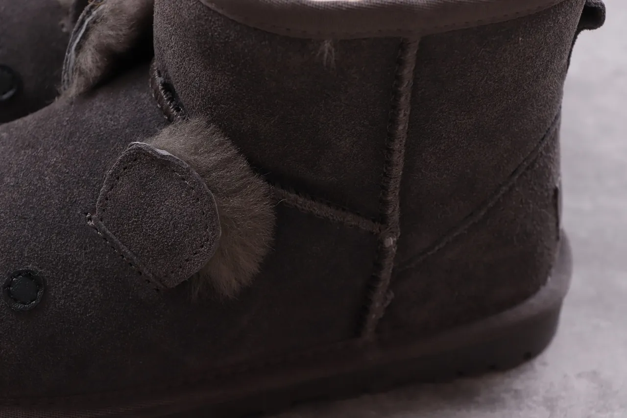 UGG Black Beige Suede Upper Shearling-Lined Snow Boots 4