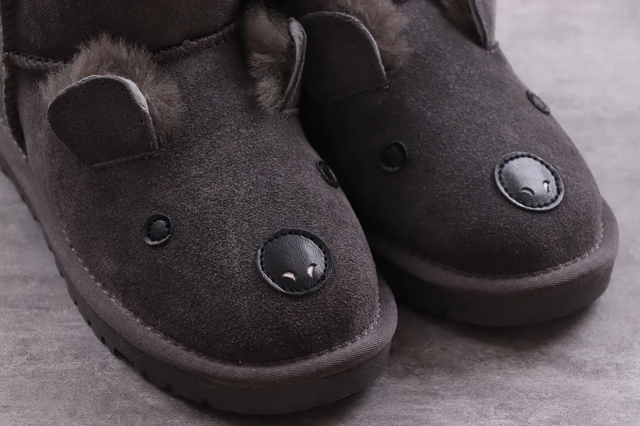UGG Black Beige Suede Upper Shearling-Lined Snow Boots 5