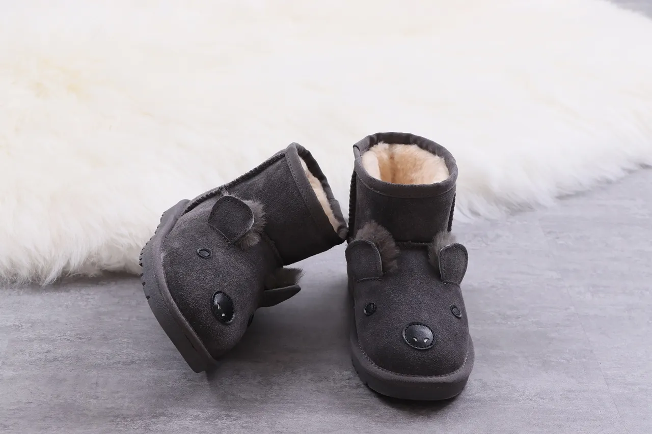 UGG Black Beige Suede Upper Shearling-Lined Snow Boots 7