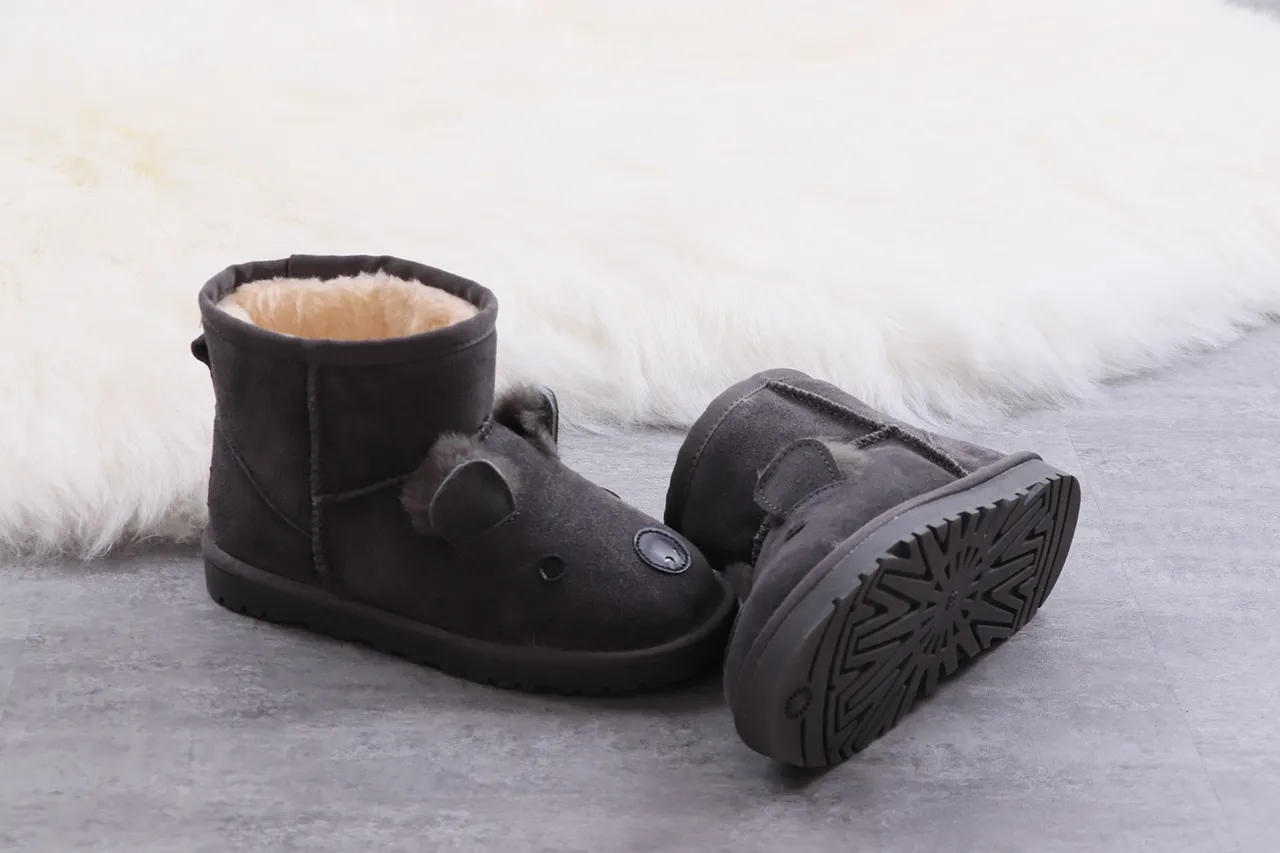 UGG Black Beige Suede Upper Shearling-Lined Snow Boots 8