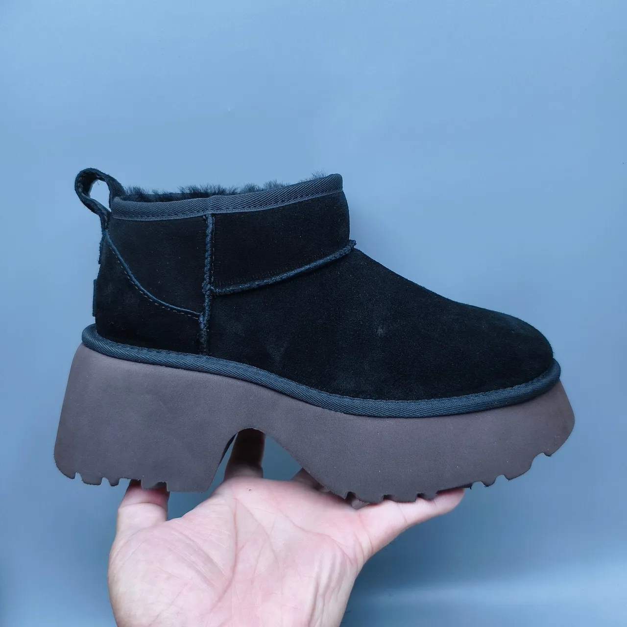 UGG Black Brown Suede Upper Shearling-Lined Snow Boots 2