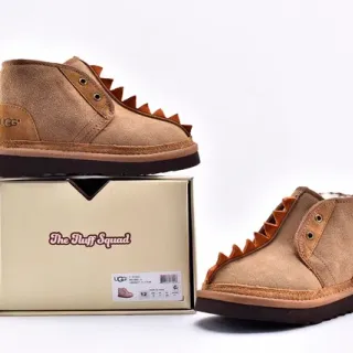 UGG Brown Beige Suede Upper Spiked Trim Snow Boots