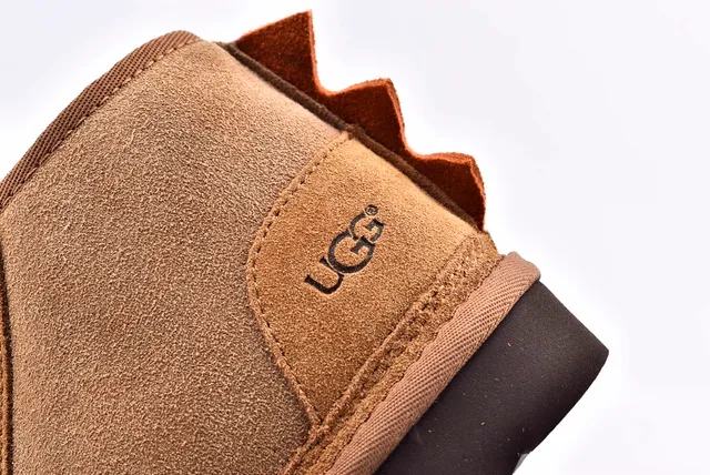 UGG Brown Beige Suede Upper Spiked Trim Snow Boots 4