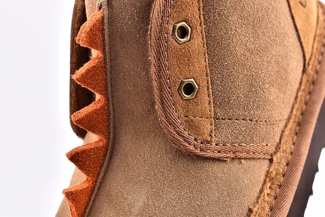 UGG Brown Beige Suede Upper Spiked Trim Snow Boots 5
