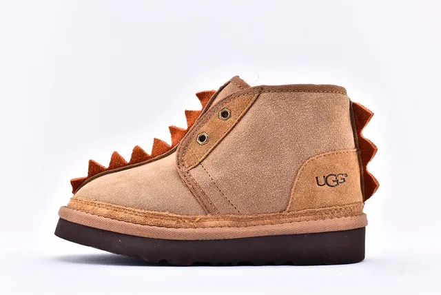 UGG Brown Beige Suede Upper Spiked Trim Snow Boots 9