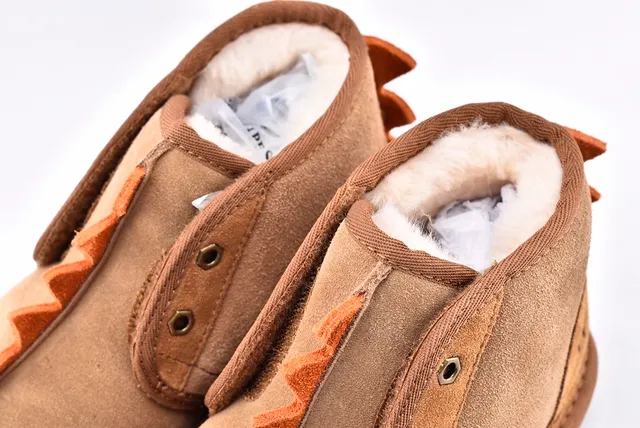 UGG Brown Beige Suede Upper Spiked Trim Snow Boots 12