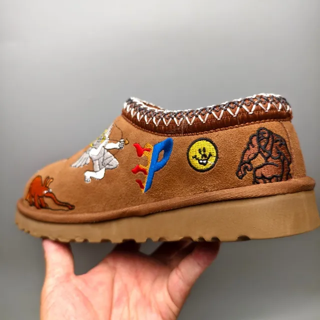UGG Brown Multicolor Embroidered Patchwork Braided Collar Trim Casual Shoes 4