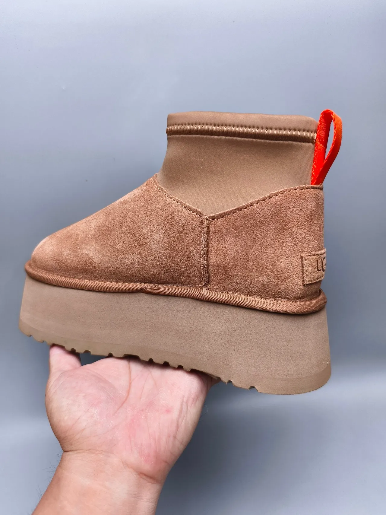 UGG Brown Orange Suede Upper Elasticated Collar Snow Boots 3