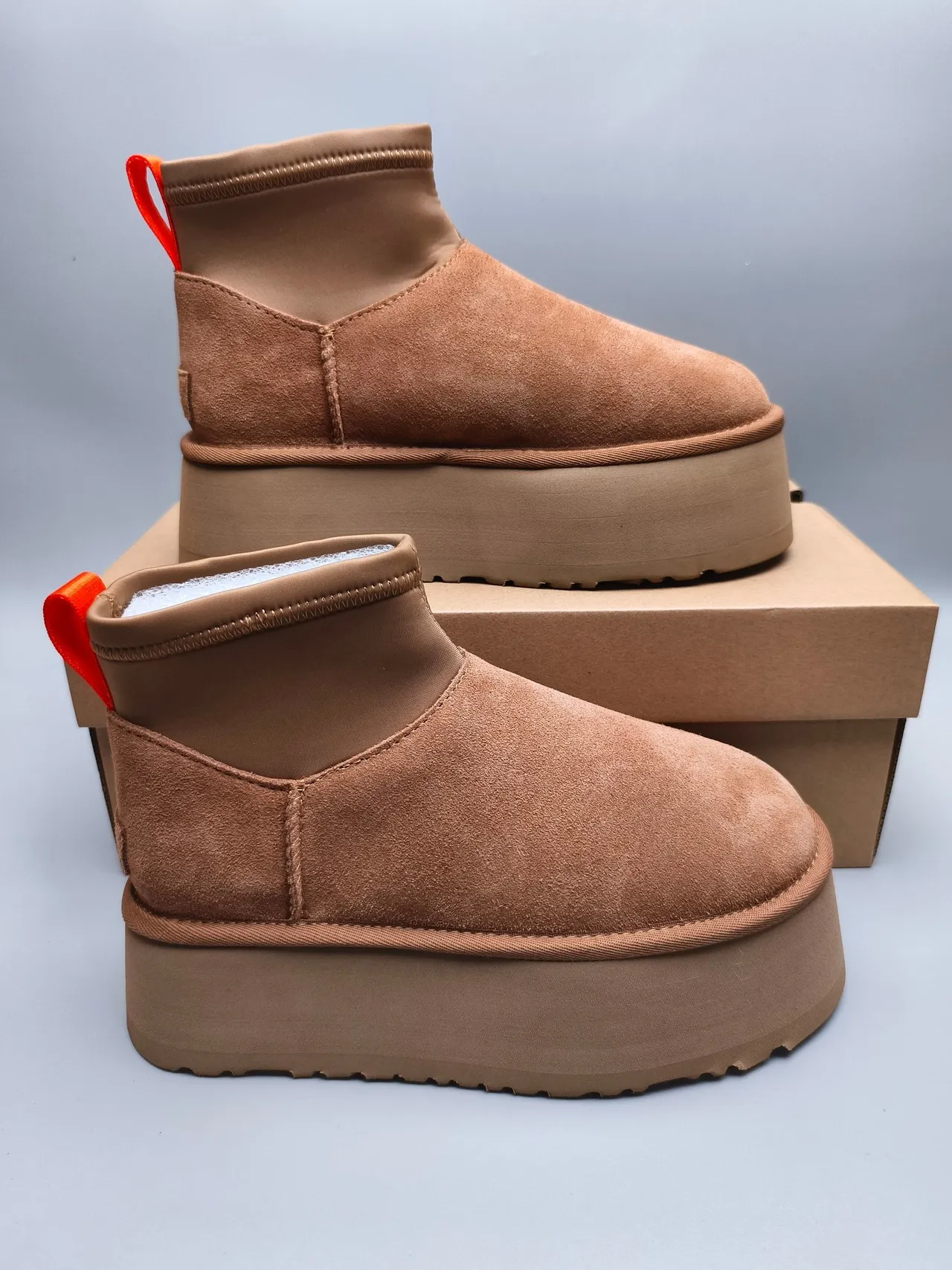UGG Brown Orange Suede Upper Elasticated Collar Snow Boots 5