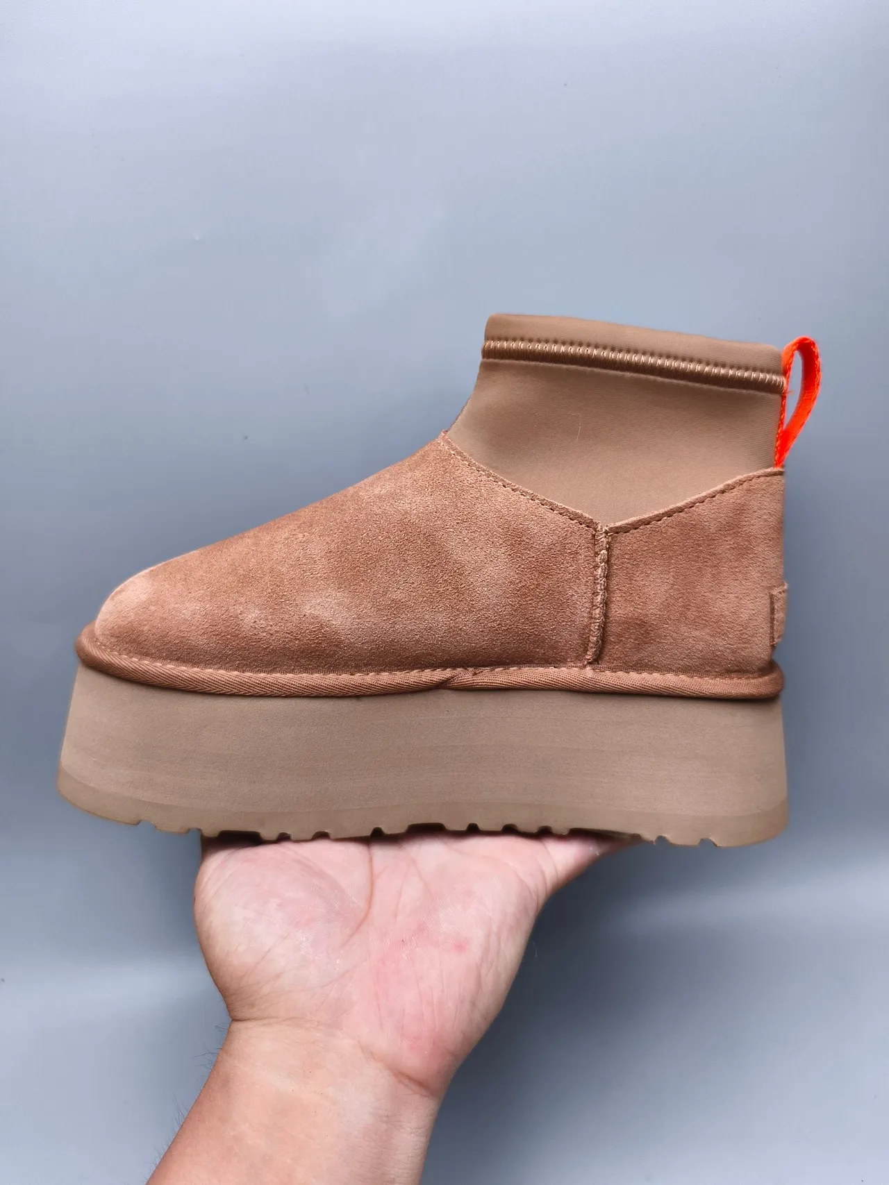 UGG Brown Orange Suede Upper Elasticated Collar Snow Boots 7
