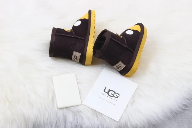 UGG Character-Faced Brown and Yellow Plush-Lined Snow Boots 3