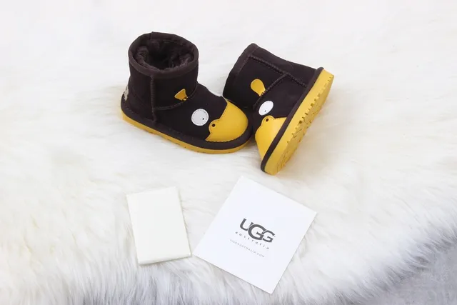 UGG Character-Faced Brown and Yellow Plush-Lined Snow Boots 4
