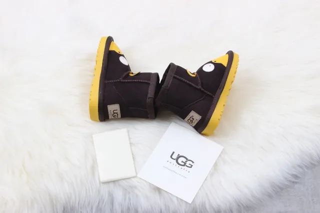 UGG Character-Faced Brown and Yellow Plush-Lined Snow Boots 5