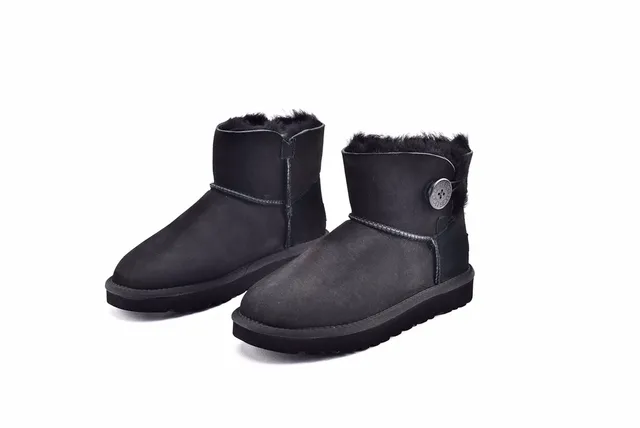 UGG Classic Mini Black Shearling-Lined Snow Boots 2