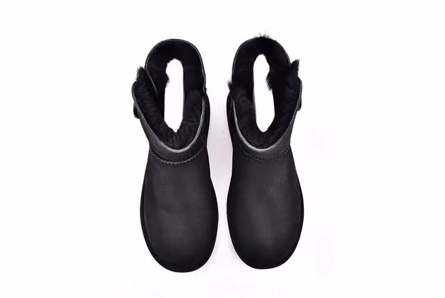 UGG Classic Mini Black Shearling-Lined Snow Boots 3