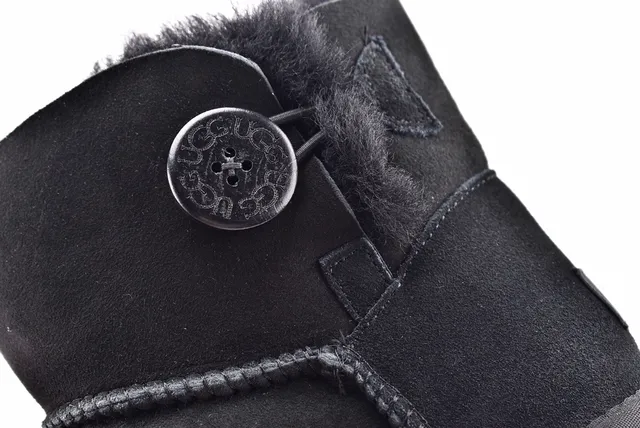 UGG Classic Mini Black Shearling-Lined Snow Boots 4