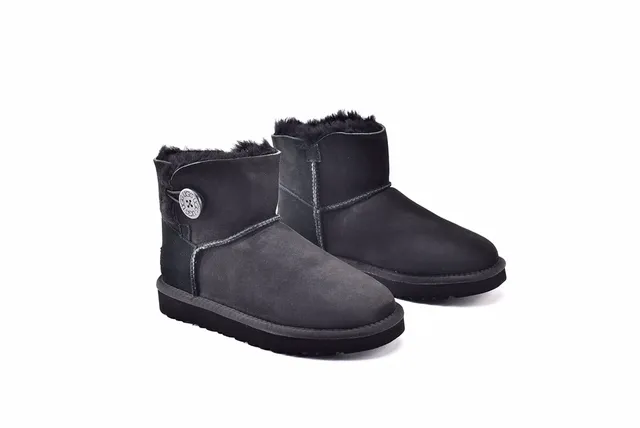 UGG Classic Mini Black Shearling-Lined Snow Boots 9