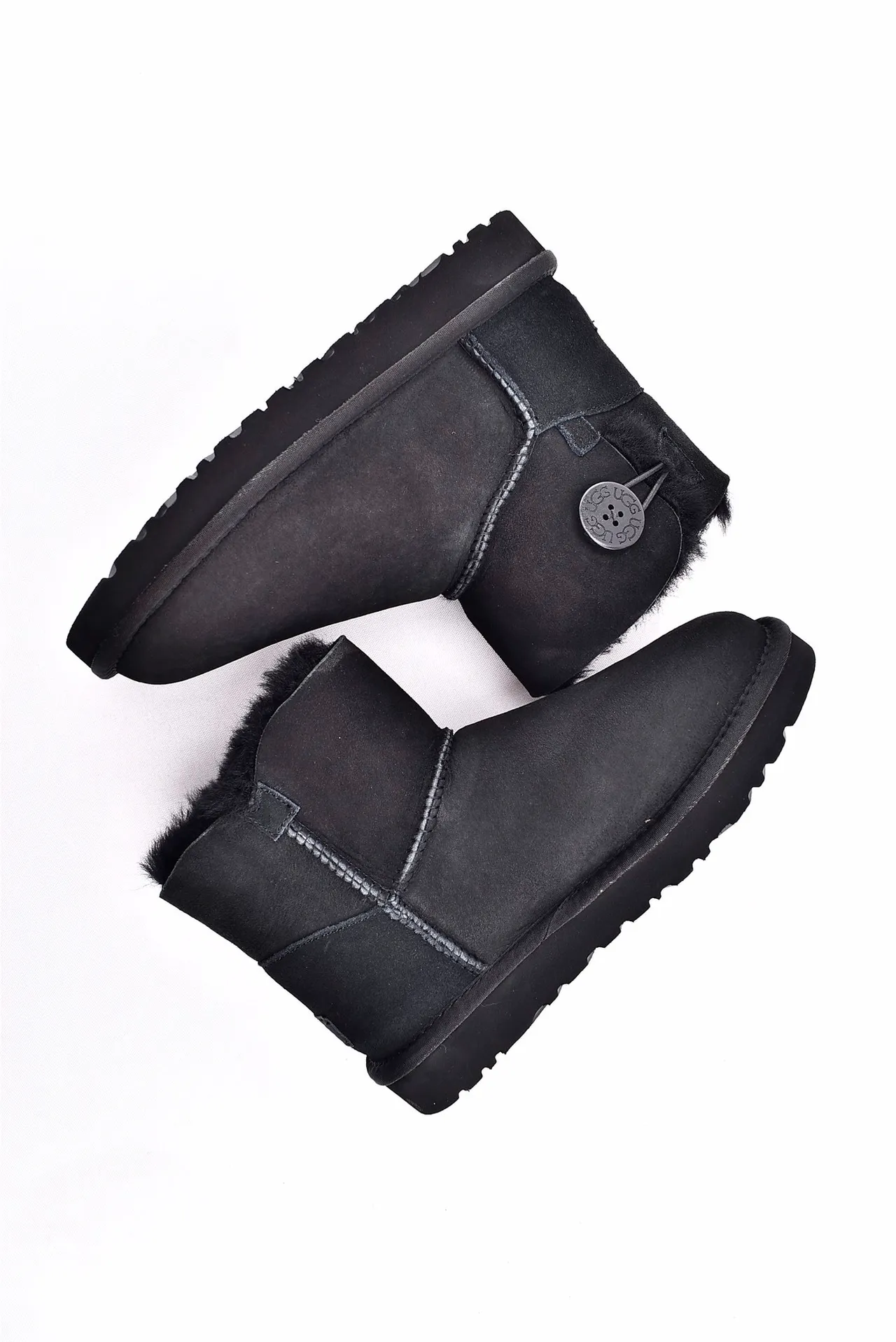 UGG Classic Mini Black Shearling-Lined Snow Boots 12