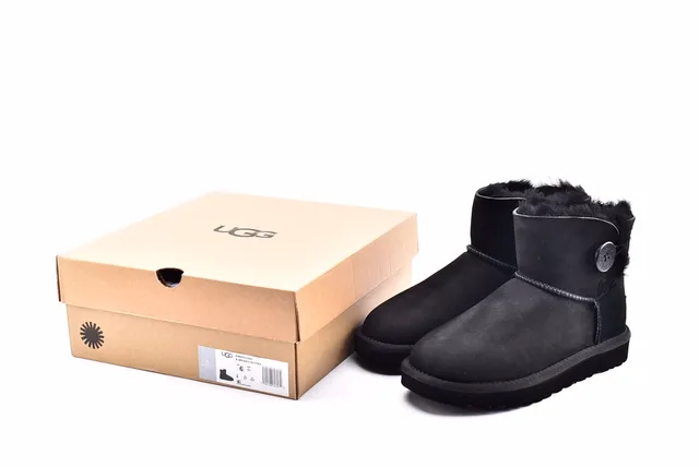 UGG Classic Mini Black Shearling-Lined Snow Boots 15